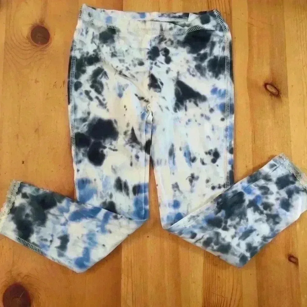 NWOT Tie dye set with Gap Kids leggings lace trim blue black girls S